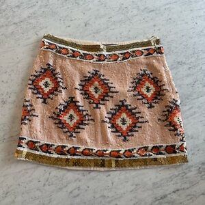 Zara Geometric Sequin Mini Skirt - Gold and Orange